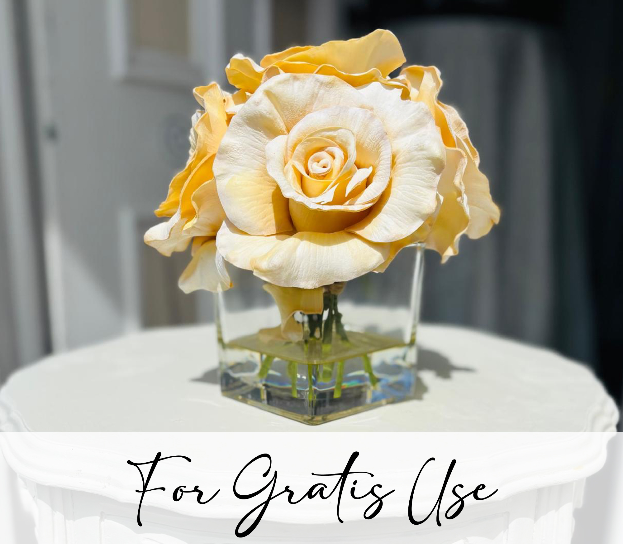 Ivory FAUX Roses Centerpiece