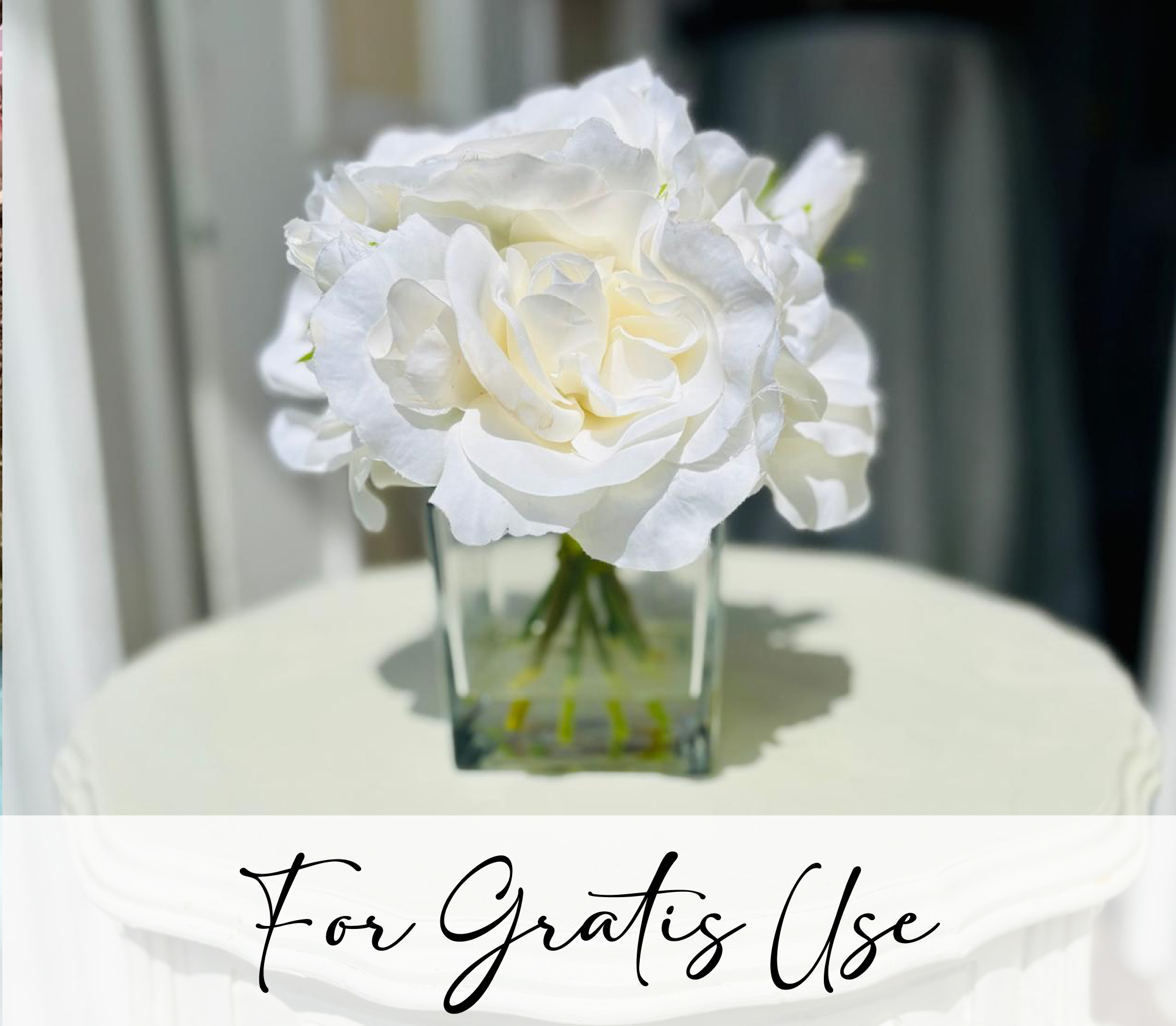 WHITE FAUX Roses Centerpiece